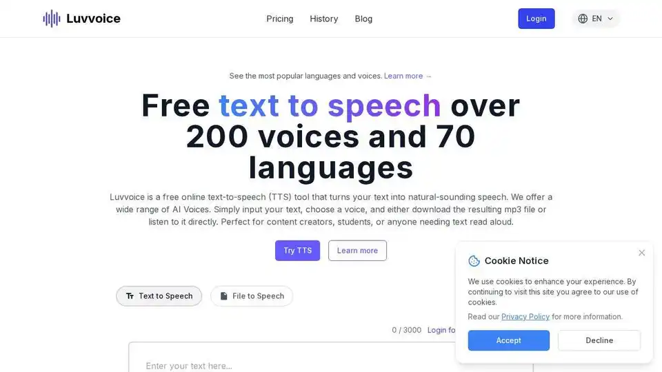 Free text to speech voices over 70 languages and 200 voices, no word limit. Listen online and download files in mp3 format. A free tts tool.