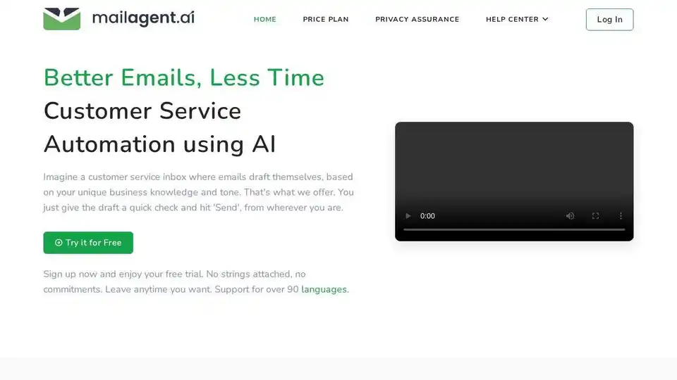 MailAgent.ai bietet E-Mail-Automatisierung mit künstlicher Intelligenz, um den Kundenservice durch personalisierte Antworten zu verbessern, Zeit zu sparen und die E-Mail-Verwaltung zu optimieren.