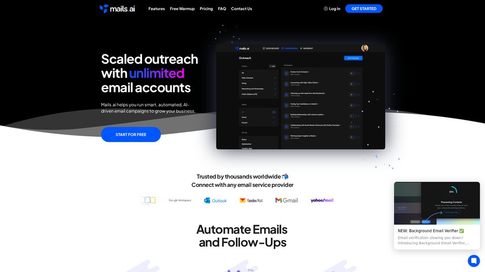 Software Mail Mails.ai: Software de e-mail frio com tecnologia de IA para divulgação ...