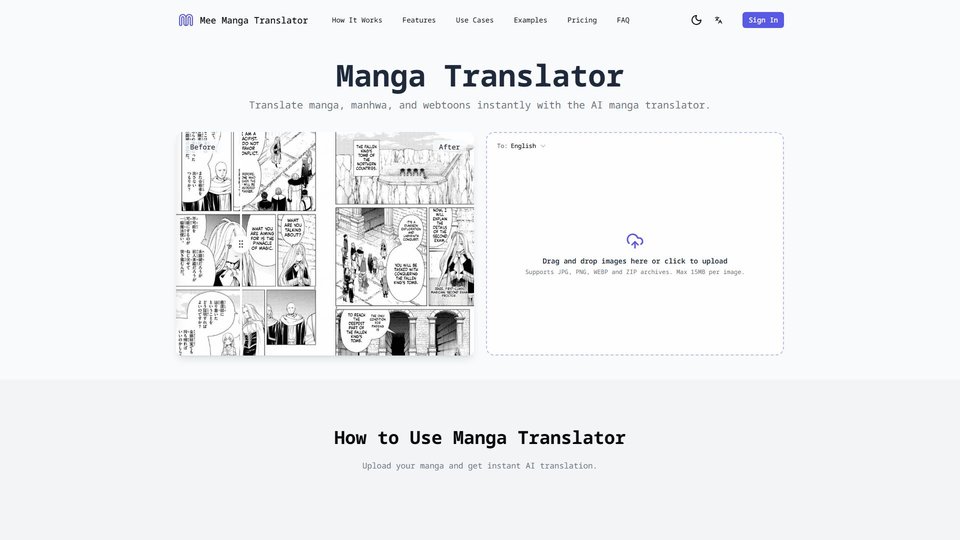 Mee Manga Translator: AI Translate Manga & Webtoons Online