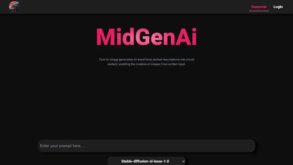 MidGen AI: Um gerador de imagens AI online 100% gratuito com 5 modelos treinados. Transforme texto em visuais impressionantes facilmente.