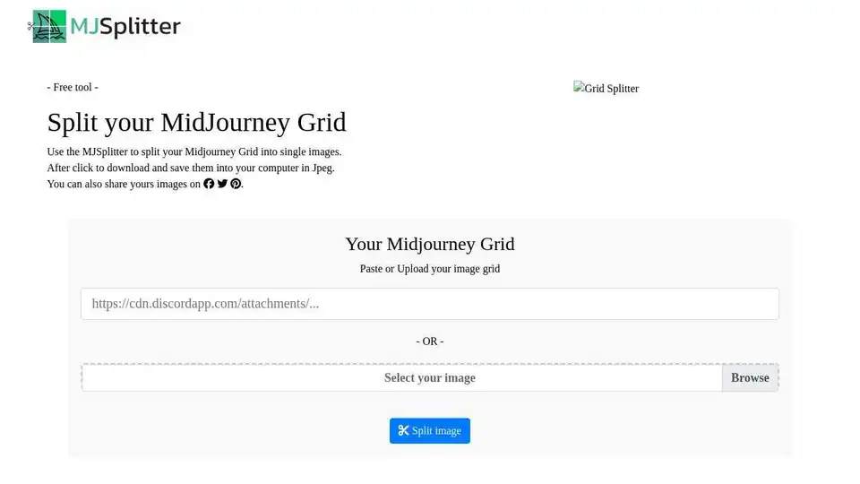 A free tool to split Midjourney grids into single images for easy download and sharing.