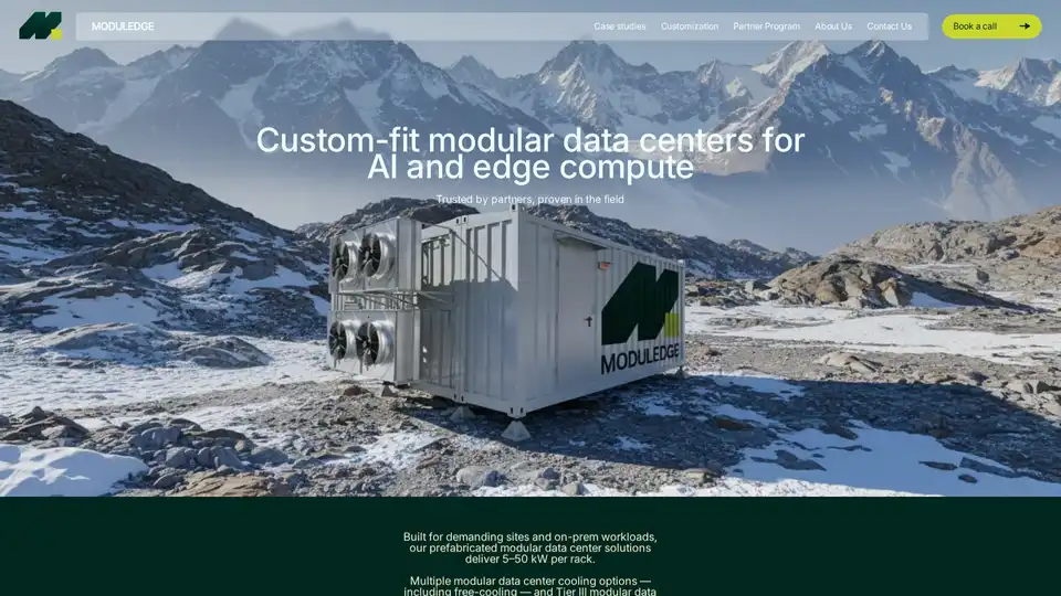 ModulEdge提供专为AI工作负载和边缘计算定制的预制模块化数据中心。提供可扩展的电源（5-50 kW/机架）、先进的冷却选项（免费冷却、绝热）和用于恶劣环境的坚固外壳，可在3-6个月内实现快速部署，采用欧洲工程和Tier III/IV设计原则。