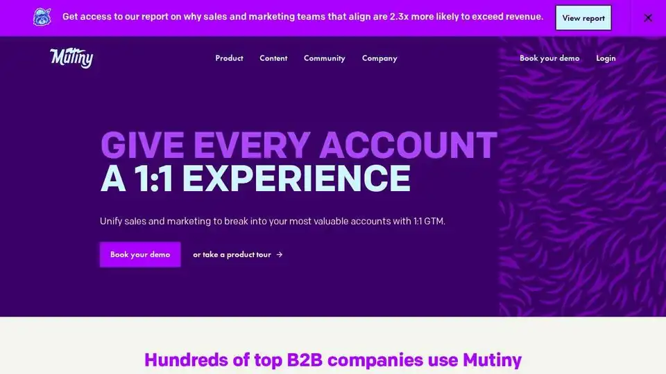Mutiny is a no-code AI platform that helps businesses generate more pipeline and revenue from their target accounts.