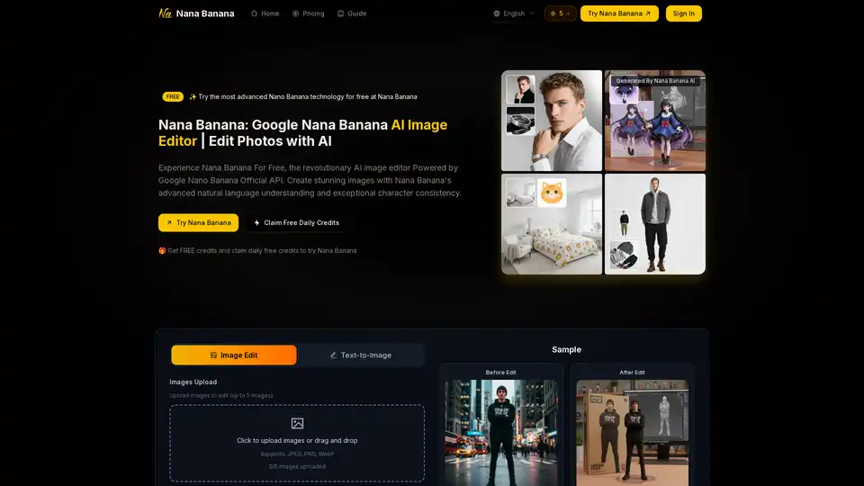Nana Banana is an AI-powered image editor using Google Gemini for stunning image generation, natural language understanding, and character consistency. Try it free!