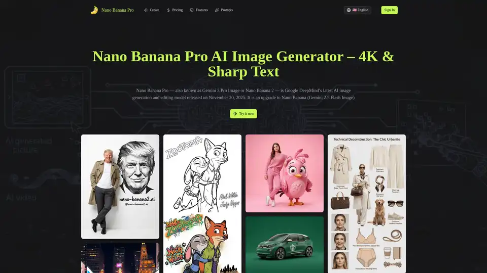 Nano Banana Pro est un générateur d'images AI avancé qui produit des images 4K avec du texte éditable net dans plus de 40 langues. Il offre un modèle de tarification à l'usage à partir de $0.05 par image, avec une licence commerciale complète et sans inscription requise.