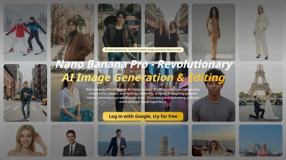 Nano Banana Pro es un generador de imágenes IA y editor de fotos de vanguardia impulsado por Gemini. Ofrece resolución nativa 2K con escalado 4K, renderizado de texto superior y control de composición preciso. Diseñado para creadores, ofrece generación de texto a imagen y de imagen a imagen, permitiendo contenido visual de alta calidad para comercio electrónico, marketing y diseño.