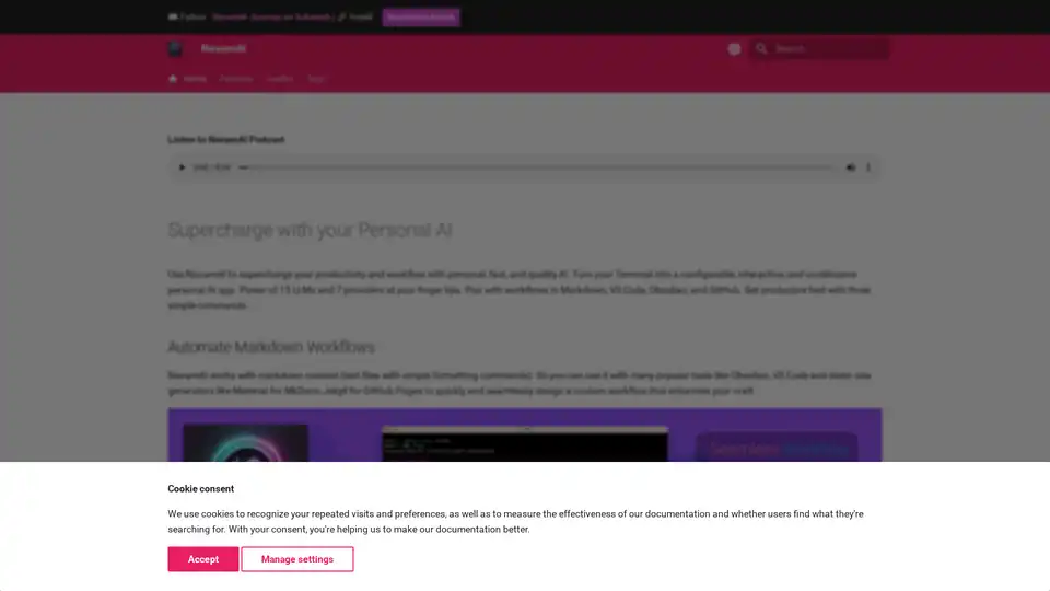 NavamAI é uma ferramenta de IA pessoal projetada para melhorar a produtividade e os fluxos de trabalho. Integra-se com Terminal, Markdown, VS Code, Obsidian e GitHub, oferecendo respostas rápidas e de qualidade de IA.
