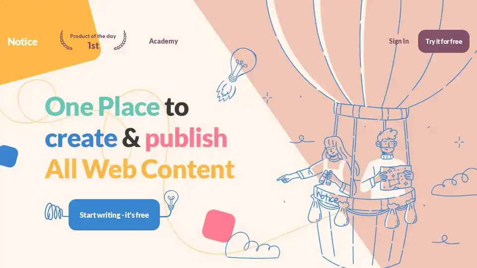 Notice is a nocode editor for creating blogs, docs, portfolios and more. Collaborate, get insights, improve SEO.