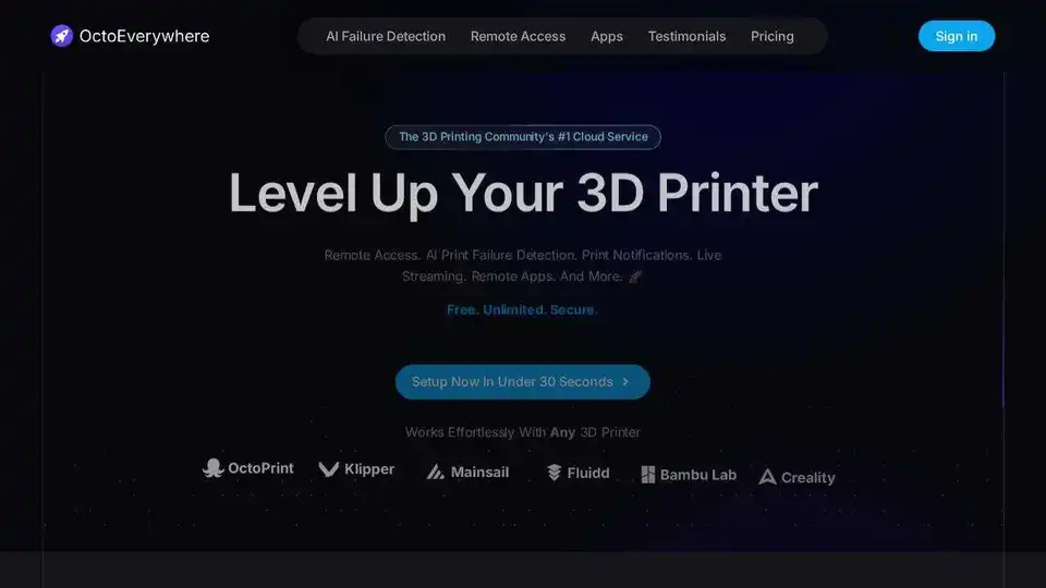 Empower your 3D printers with free, private, and unlimited remote access, next-gen AI failure detection, notifications, live streaming, and more!