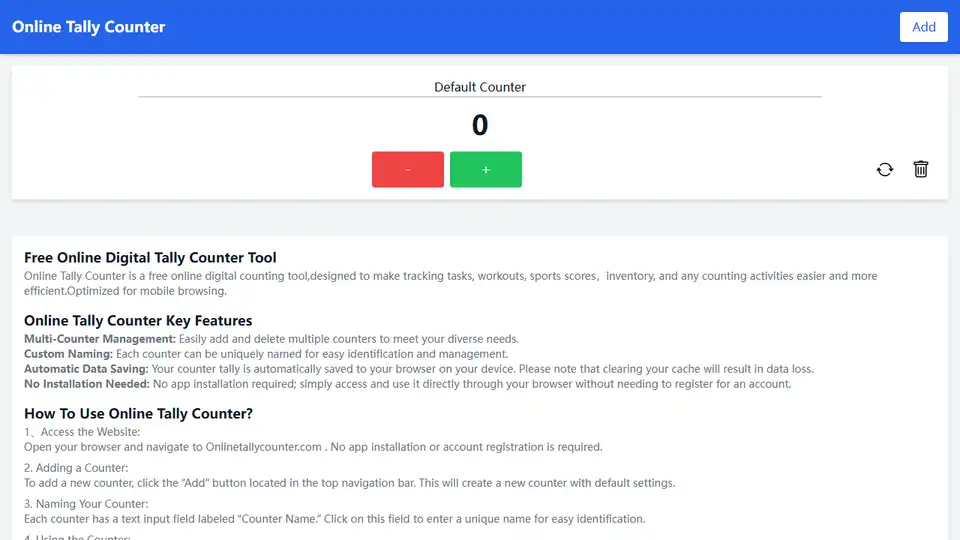 Free Online Digital Multiple Tally Counter