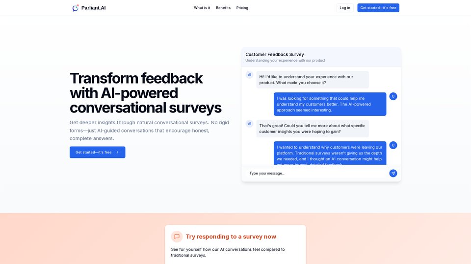 Parliant.AI: AI-Powered Conversational Surveys for Customer Feedback