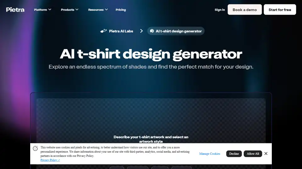 Pietra AI t-shirt design generator