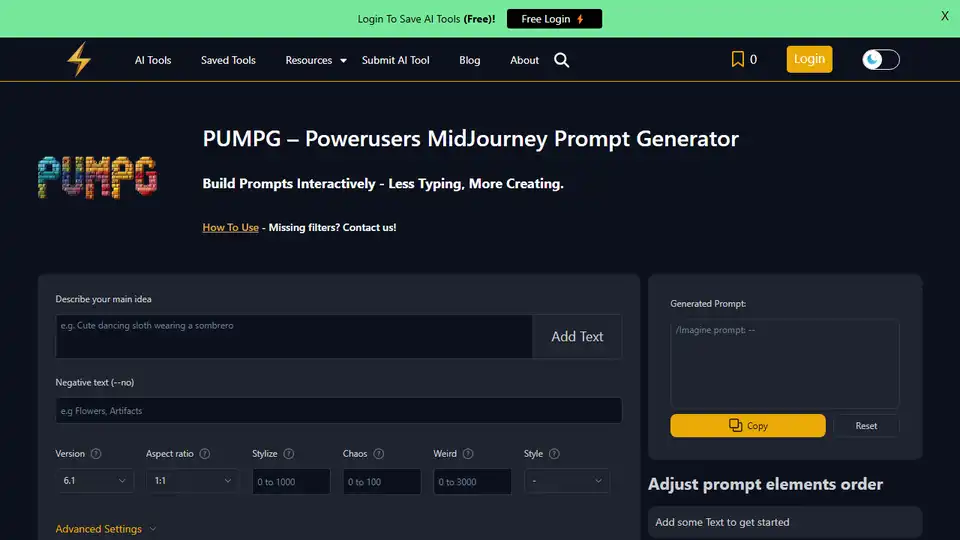 PUMPG - Powerusers MidJourney Prompt Generator