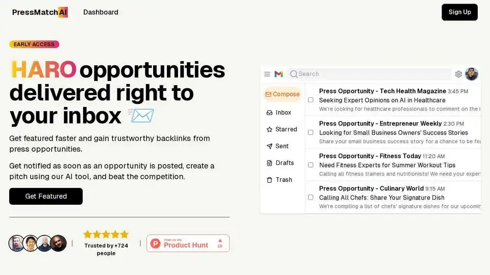 Consigue destacarte más rápido y obtén backlinks a través de oportunidades de prensa.