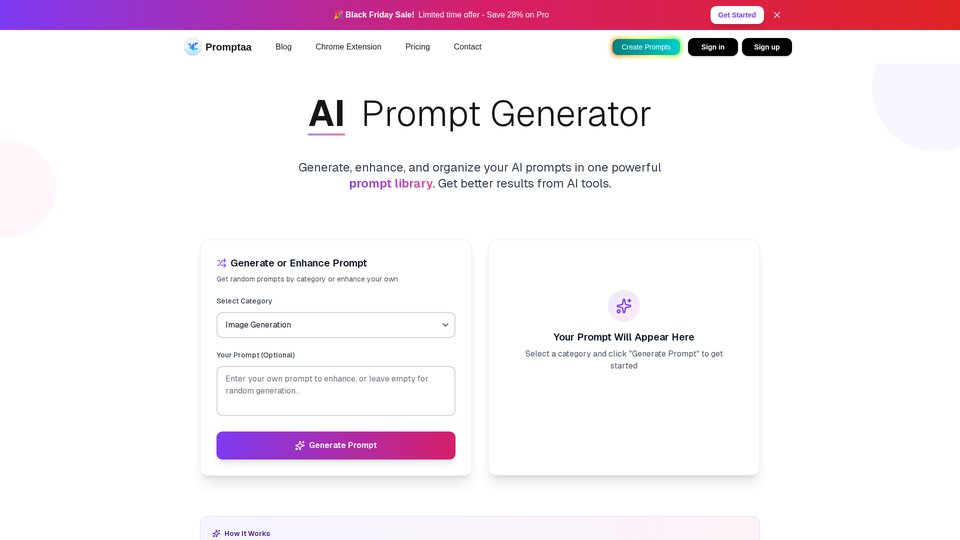 Promptaa - AI Prompt Generator & Prompt Library for Better AI Results