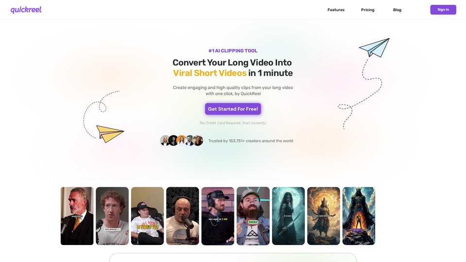 Short Video Rels QuickReel: Convert Long Videos into Viral Shorts in 1 Minute