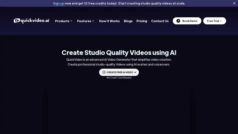 QuickVideo是一个高级的AI视频生成器，简化了视频创建。使用AI头像和配音创建专业的工作室级视频。