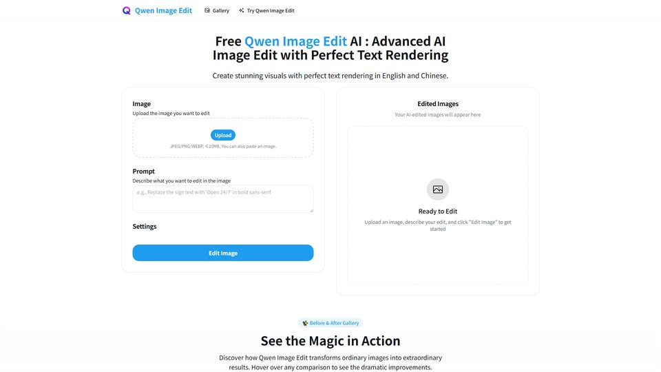 Qwen Image Edit AI: Generación avanzada de imágenes con IA y texto perfecto