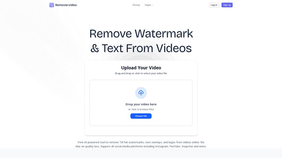 Remover.video - AI Text & Watermark Remover | Free Editor