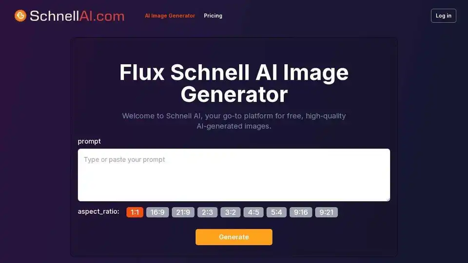 Crie imagens impressionantes gratuitamente com o Flux Schnell AI. Gerador de imagens AI online rápido e fácil. Transforme ideias em obras-primas visuais usando AI.