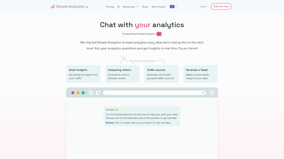 Simple Analytics' AI - Converse com suas análises