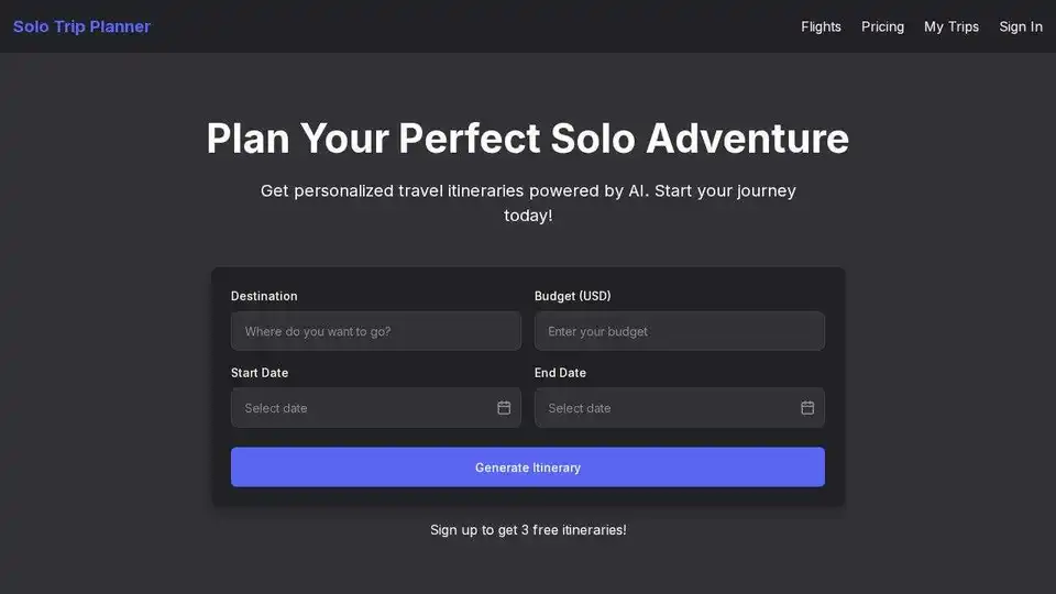 Solo Trip Planner