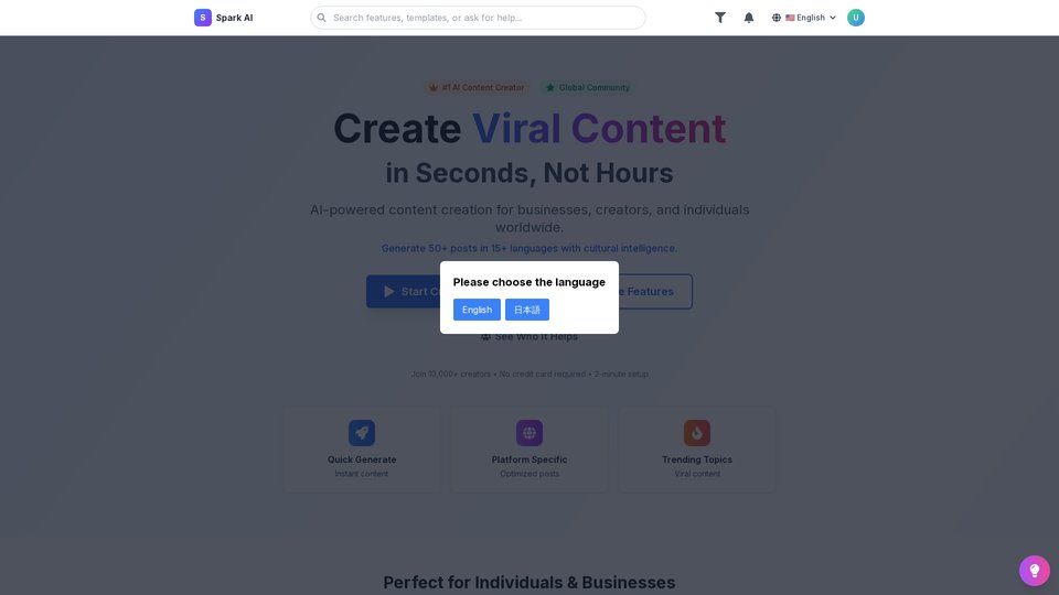Spark Ai Sign In Spark AI - AI-Powered Social Media Content Generator | Create Viral ...