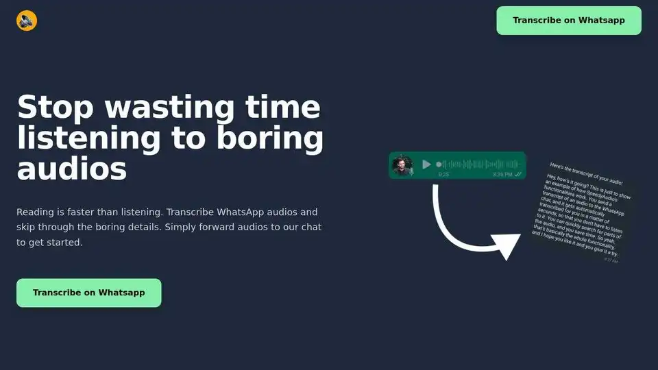 WhatsAppのオーディオをどの言語でもSpeedyAudiosチャットに転送して転写します。10秒以内に転写テキストを入手。