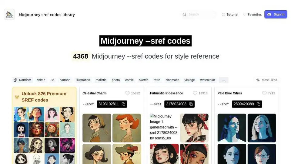 Midjourney --sref codes