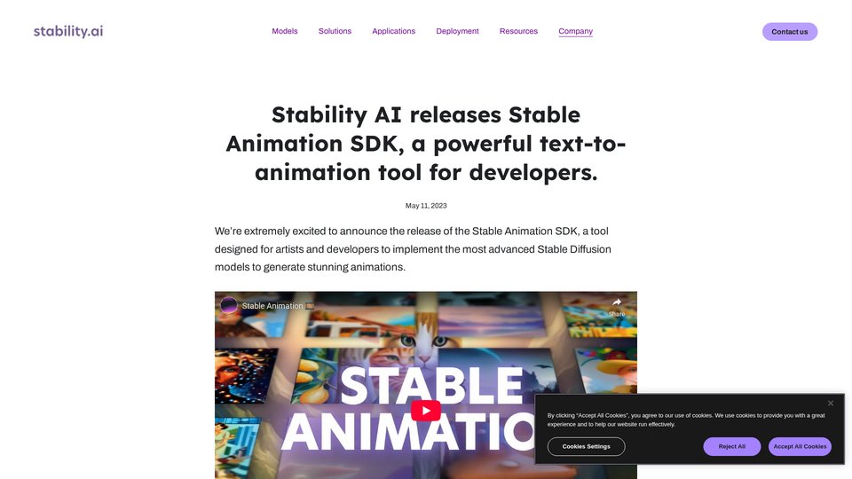 Stable Animation SDK: Text-to-Animation Tool for Developers