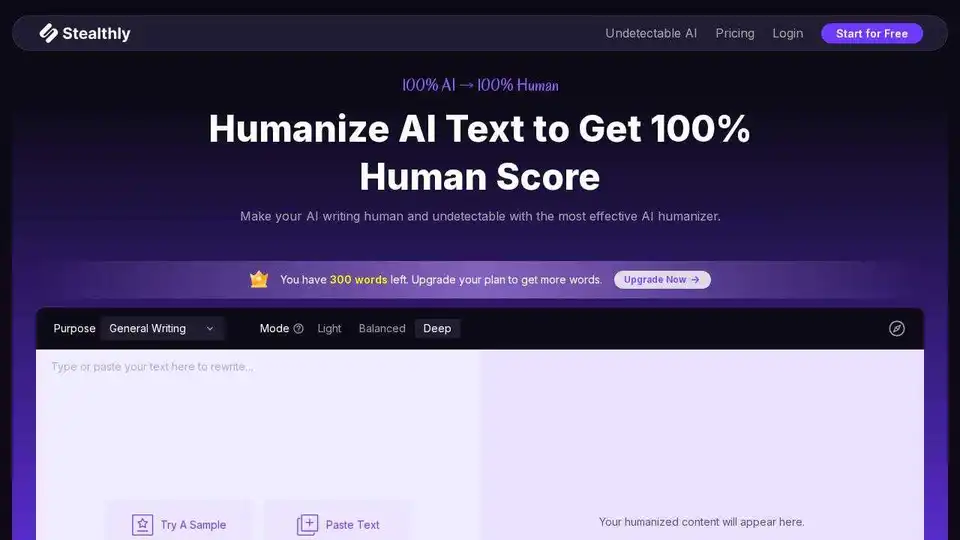 Stealthly AI Humanizer