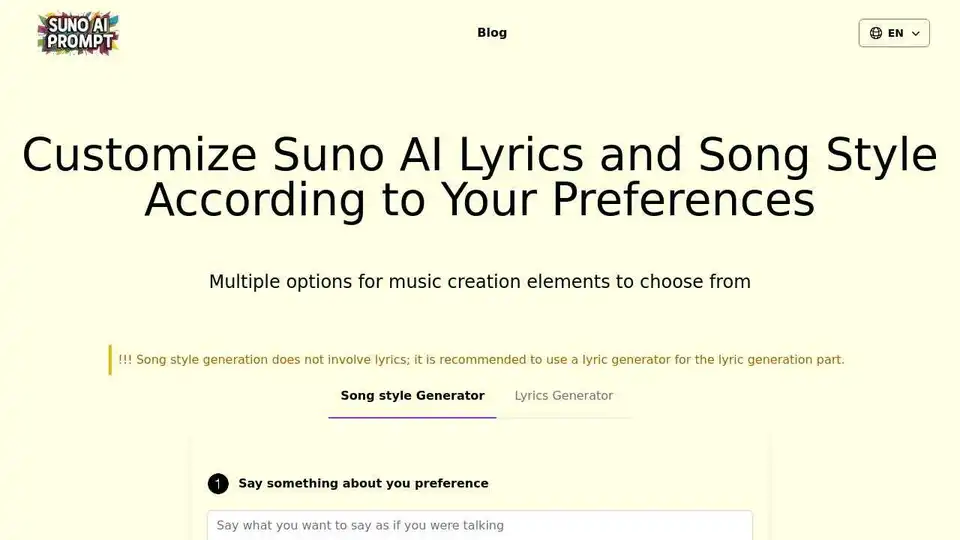 Best Suno Prompts: Suno Style Prompts and Lyrics Generator