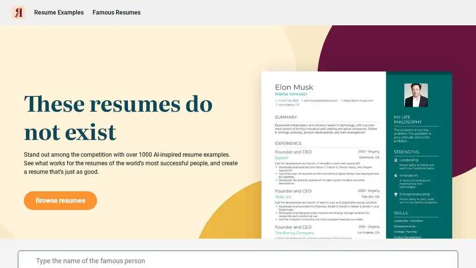 ChatGPT Famous Resumes