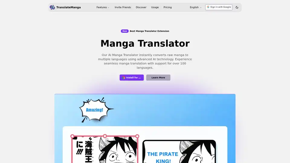 TranslateManga ist eine KI-gestützte Browsererweiterung, die Manga in Echtzeit übersetzt. Sie unterstützt über 100 Sprachen und bietet Funktionen wie Screenshot-Übersetzung, automatische Übersetzung und Lesefortschrittsverfolgung.