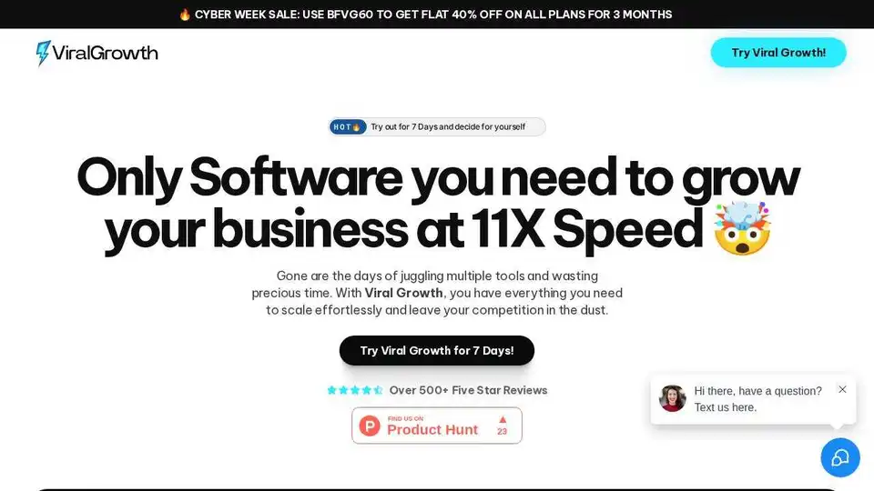 Viral Growth: All-in-one platform to scale your business 11X faster. Automation, CRM, marketing tools, and more in one place.