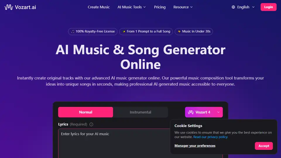 Vozart AI Music & Lyrics Generator