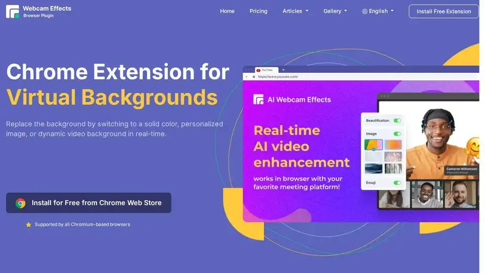Webcam Effects Chrome Plugin