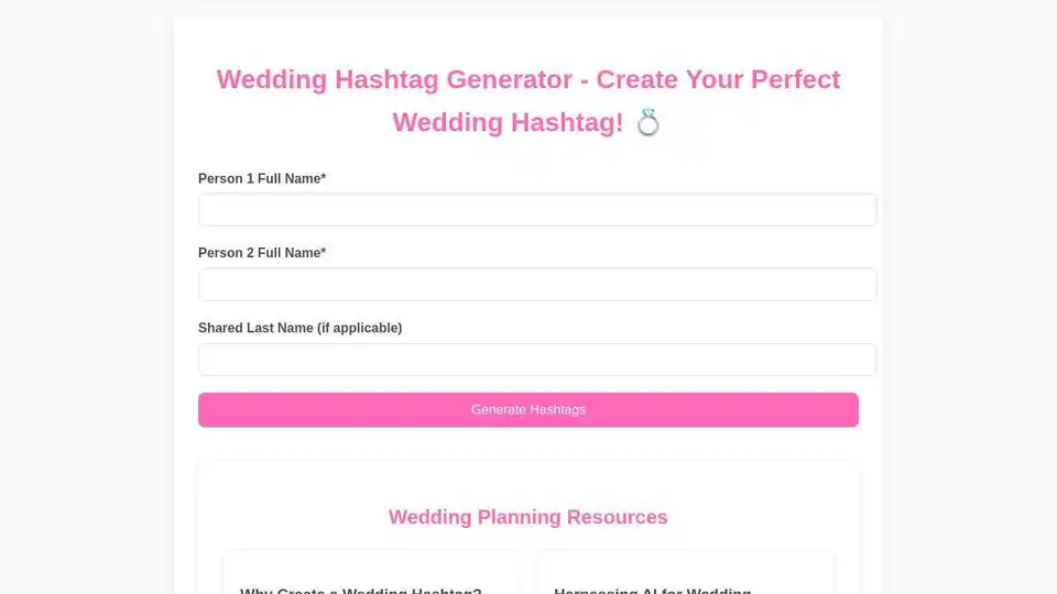 Free AI Wedding Hashtag Generator