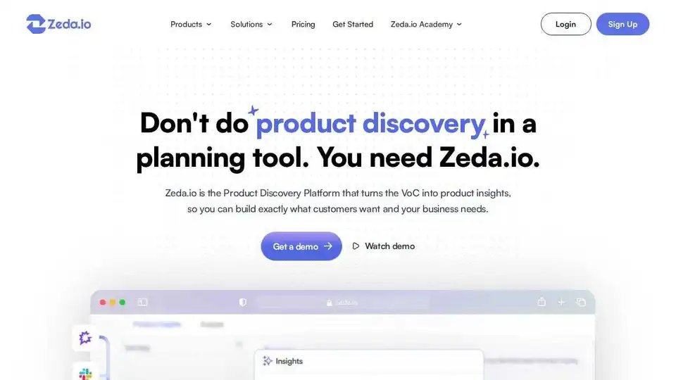 Zeda Zeda.io: 고객 인사이트를 위한 AI 제품 관리 소프트웨어